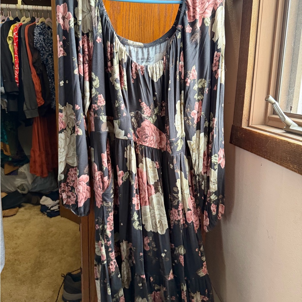 Torrid Dark Floral Long Sleeve Dress
